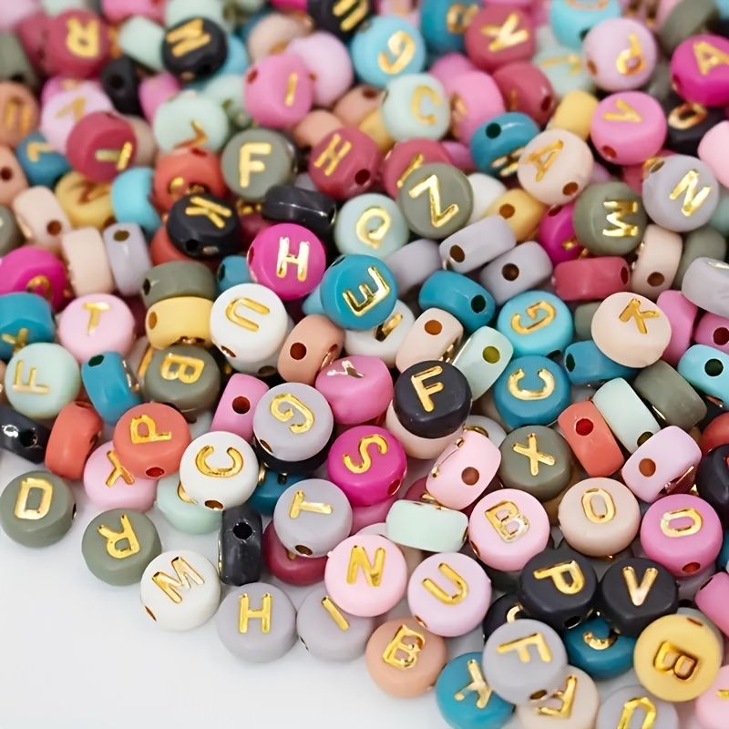 Letter Beads in Mixed Colors